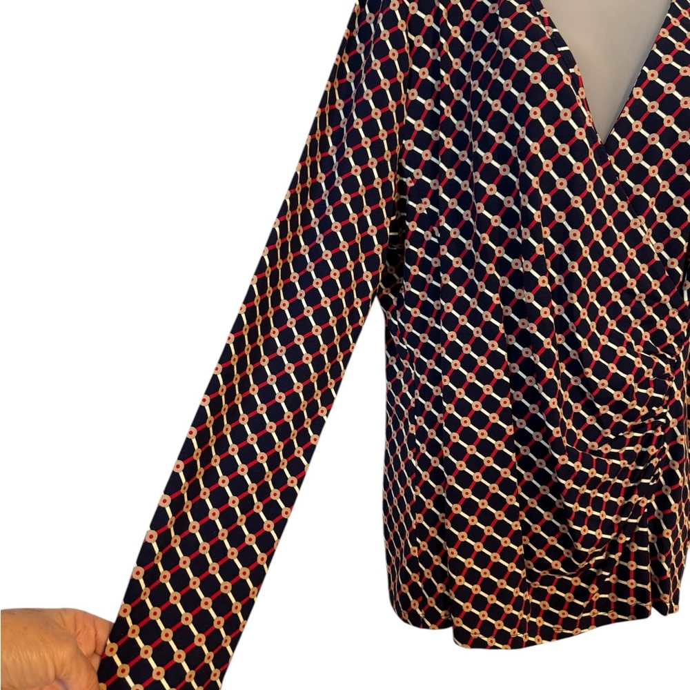 Talbots Geometric Print Long Sleeve Top  Office/Career    XLARGE   #3 - Picture 5 of 9